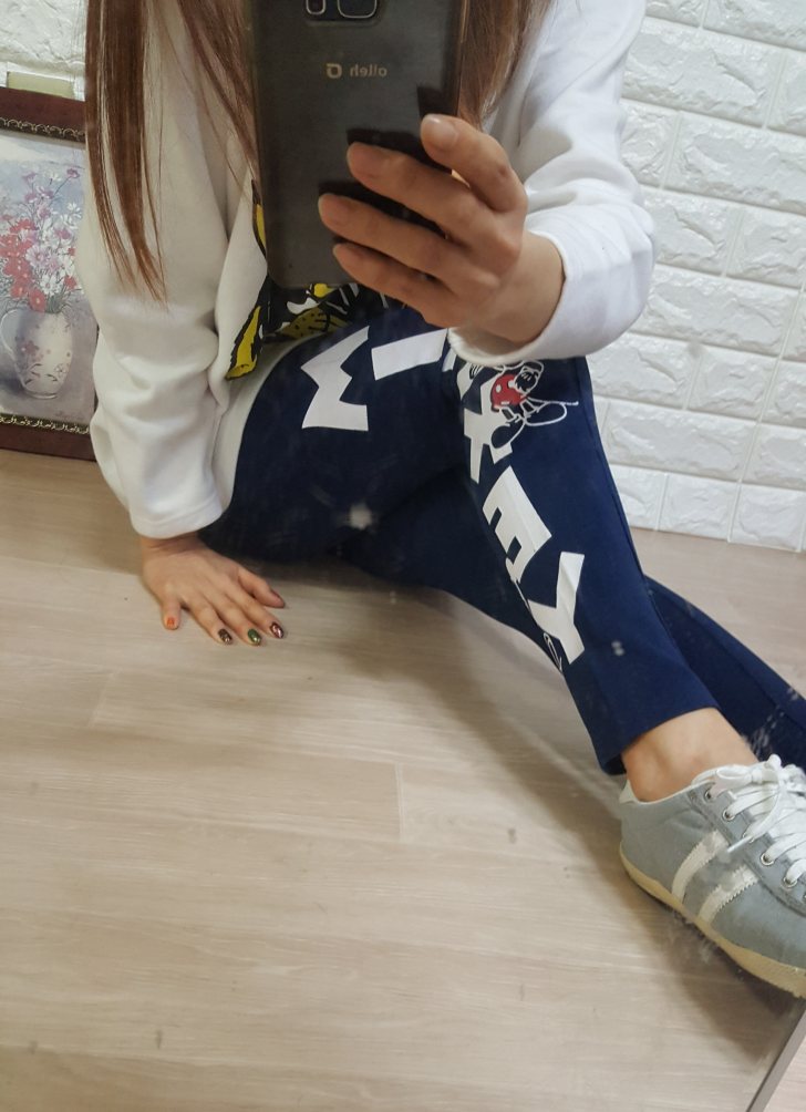 영문미키레깅스 ㅡ 네이비