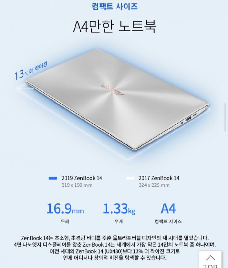 [특가]Asus 젠북 초경량 노트북 um433da 맥북그램삼성엘지hp
